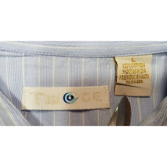 Twice Western Button Up Long Sleeve Blue Striped Embroidered Shirt Men's Large - Picture 7 of 13